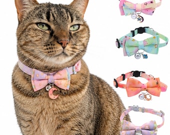 Celestial ombre Cat Collar – Bowtie Collar with Bell & Galaxy Charm