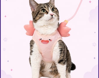 Axolotl Cat Vest with Leash – Pink Mesh Costume, Kawaii Style