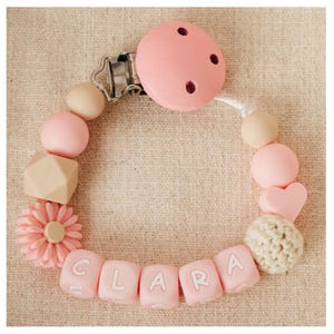 Personalized pacifier chain with name - pink