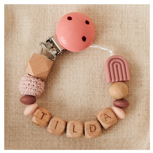 Personalized pacifier chain with name - old pink