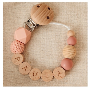Personalized pacifier chain with name - pink