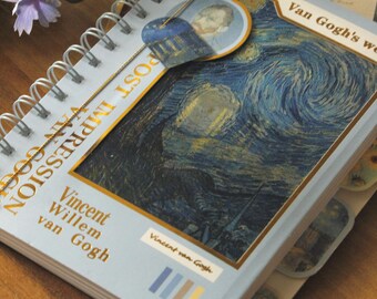 Van Gogh anteckningsbok, blå holografisk linjerad anteckningsbok, 100 sidor, present till författare eller studenter, anteckningsblock