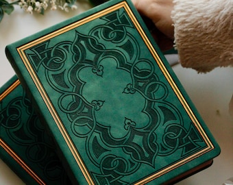 Hardcover Journal, Lined Notebook with Gilded Edges, 320 Pages, Brown or Green Book Style Writing Journal