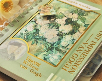 Van Gogh holografisk anteckningsbok, linjerad spiraljournal, blommigt omslag, present till konstnärer