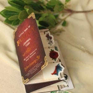 Pode incluir: Um conjunto de abas de di&aacute;rio "Little Book of Fantasy" em bord&ocirc; com detalhes dourados. O conjunto inclui 60 marcadores de p&aacute;gina autocolantes. As abas decorativas apresentam rosas e um design de asa de morcego.