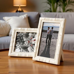 Handmade buffalo Bone Inlay Photo Frame: Elegant Mosaic, 4x6