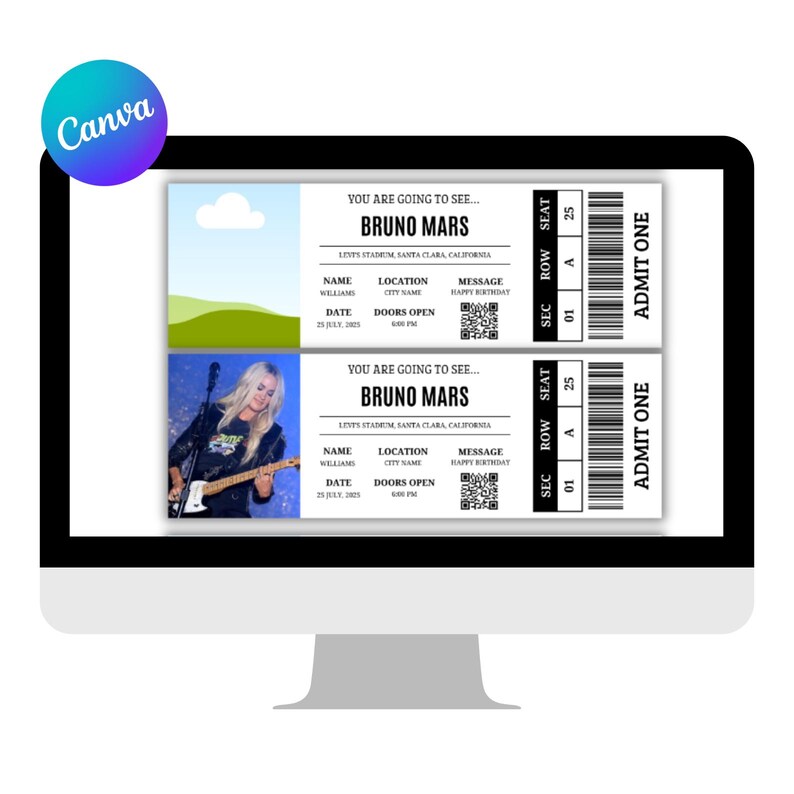 Editable Concert Ticket Template, DIY Event Ticket, Surprise Gift ...