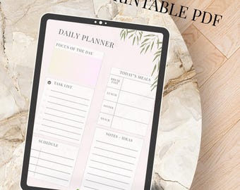 Daily Planner Printable PDF | Minimalist Day Organizer | To Do List | Schedule | Daily Agenda | A4 A5 US Letter | Instant Download