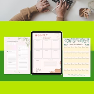 Printable Planner Bundle | Daily Weekly Monthly PDF Set | Minimalist A4 Organizers | Productivity Planning Kit | Instant Download