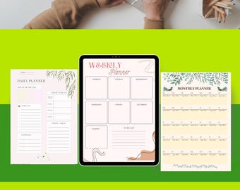 Druckbares Planer-Bundle | Täglich Wöchentlich Monatlich PDF Set | Minimalistische A4 Organizers | -Produktiv-Planungs-Kit | Sofort Download