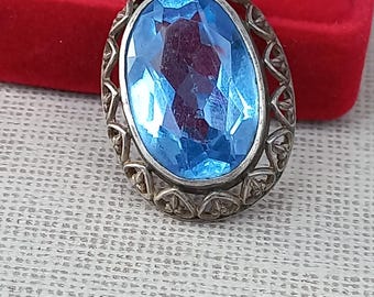 Pendentif Ancien Avec Pierre Bleue – Modèle J2 – Bijou Vintage Occasion – Sans Marque