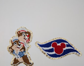 Disney Cruise Embroidery Patch, Chenille Patch, Chip n Dale, Sailor Patch, Iron On Patch, Cruise Ship