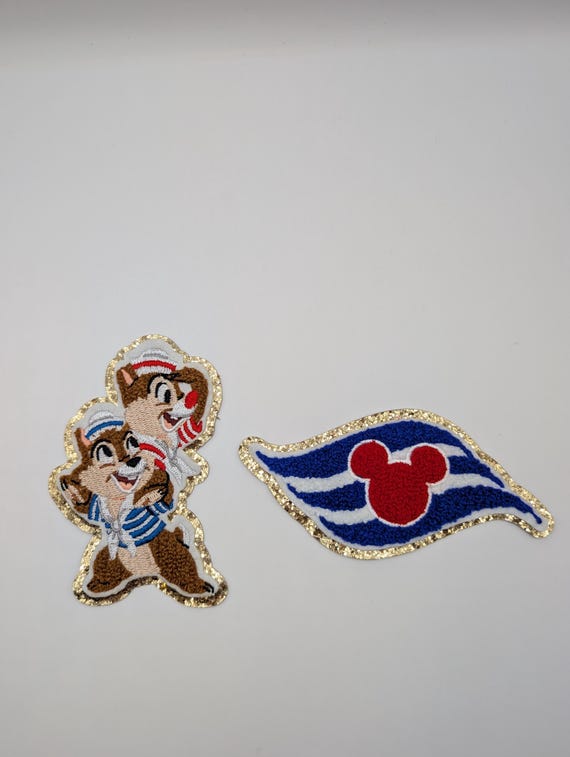 Disney Cruise Embroidery Patch, Chenille Patch, Chip n Dale, Sailor Patch, Iron On Patch, Cruise Ship