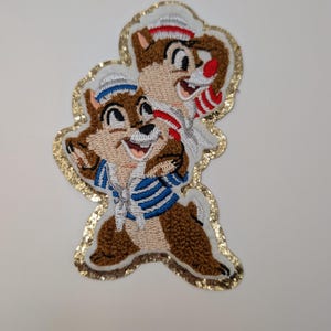 Disney Cruise Chip n Dale Embroidery Patch, Chenille Patch, Cruise Ship Embroidery Patch, Chip n Dale Sailor Patch, Disney Iron On Patch
