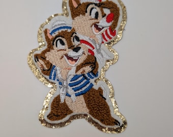 Disney Cruise Chip n Dale Embroidery Patch, Chenille Patch, Cruise Ship Patch, Sailor Patch, Iron On Patch
