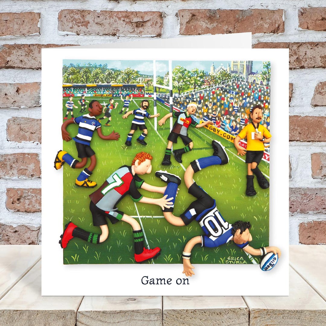 Game On, Blank Rugby Themed Card - Designed by Erica Sturla - 15cm ...