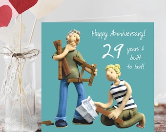 29th wedding anniversary card (furniture anniversary) - designed by Erica Sturla - 15cm square and blank inside, made in the UK