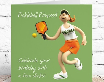 Funny Pickleball Birthday Card - Pickleball Princess - Polymer Clay Art by Erica Sturla - UK