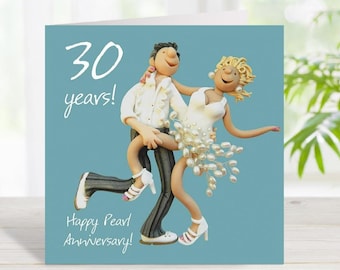 30th Anniversary Card | Pearl Wedding Anniversary | Blank Inside UK Greeting Card
