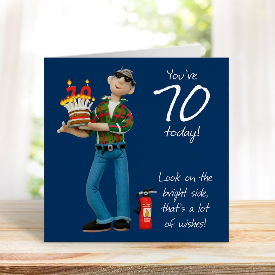70th Birthday Card for Him - Designed by Erica Sturla - 15cm Square and ...