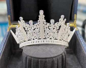 Baroque Bridal Tiara Fleur De Lis Wedding Crown Silver Queen  display picture 3