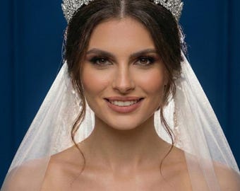 Baroque Antiqued Gold Fleur de Lis Gray Crystal Bridal Tiara Crown Fleur De Lis Tiara - Etsy main image 4