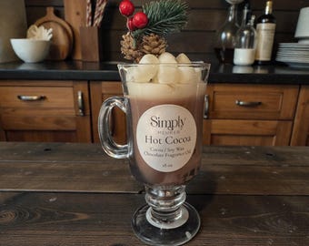 Hot Cocoa Candle • Chocolate Scented Coco Soy Wax, Marshmallow Topping