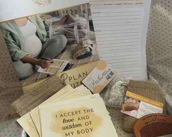 Birth Preparation Kit: Acupressure Comb, Affirmation Cards and Birth Planning Booklet