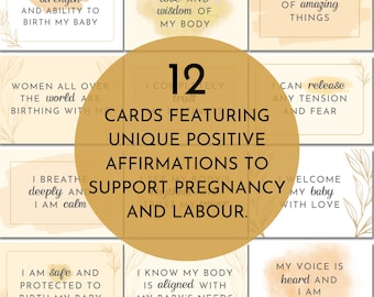 Downloadable Birth Affirmation Cards for Pregnancy & Labour | 12 Positive Affirmations