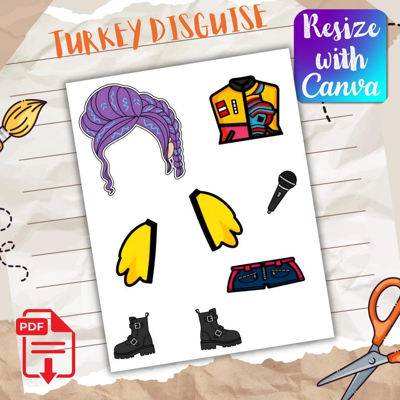 Editable Turkey Disguise Craft Kit - Pop Star Turkey, Printable PDF ...