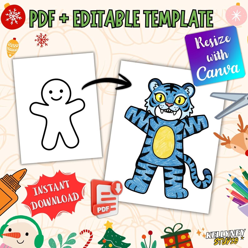 Kpop Tiger Costume Printable, Demon Hunter Style Gingerbread Disguise ...
