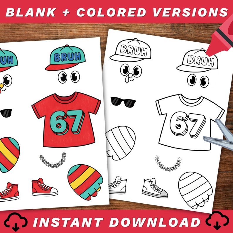 67 Turkey Disguise Printable | Six Seven Costume | Thanksgiving ...