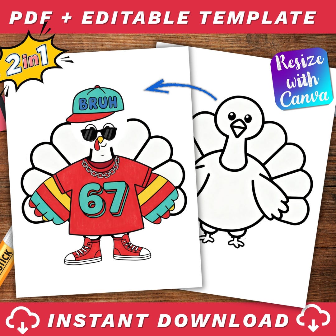 67 Turkey Disguise Printable | Six Seven Costume | Thanksgiving ...