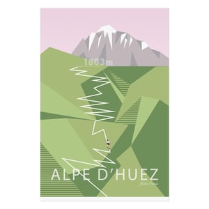 Alpe d&#39;Huez, Illustrated Art print, Scenic Home Decor, Travel-Inspired Print, Contemporary Art for Living Spaces