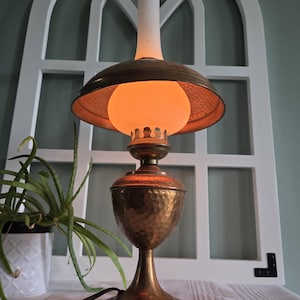 vintage hammered copper lamp