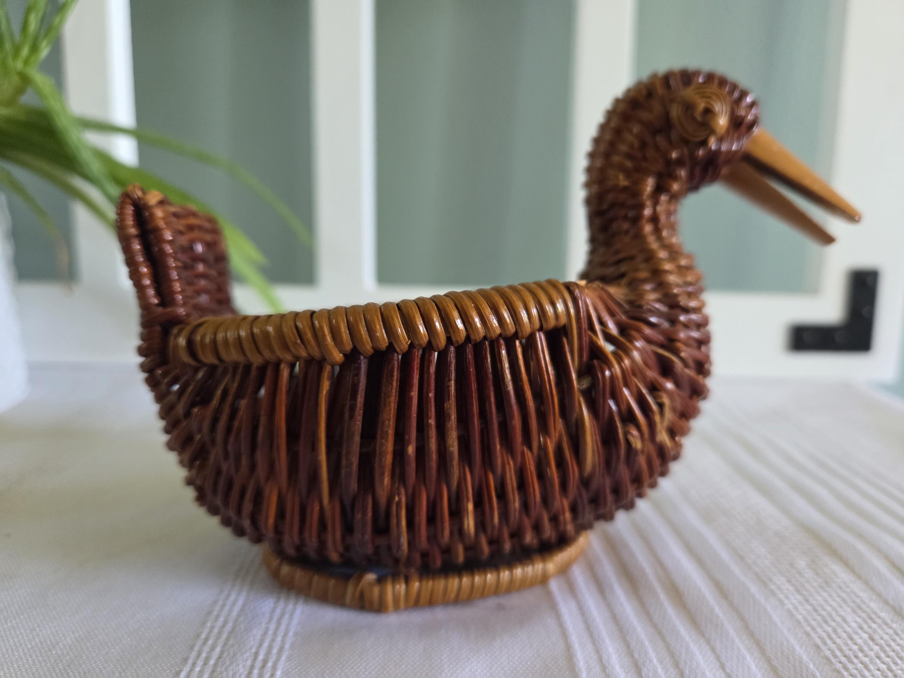 Panier canard vintage osier foncé
