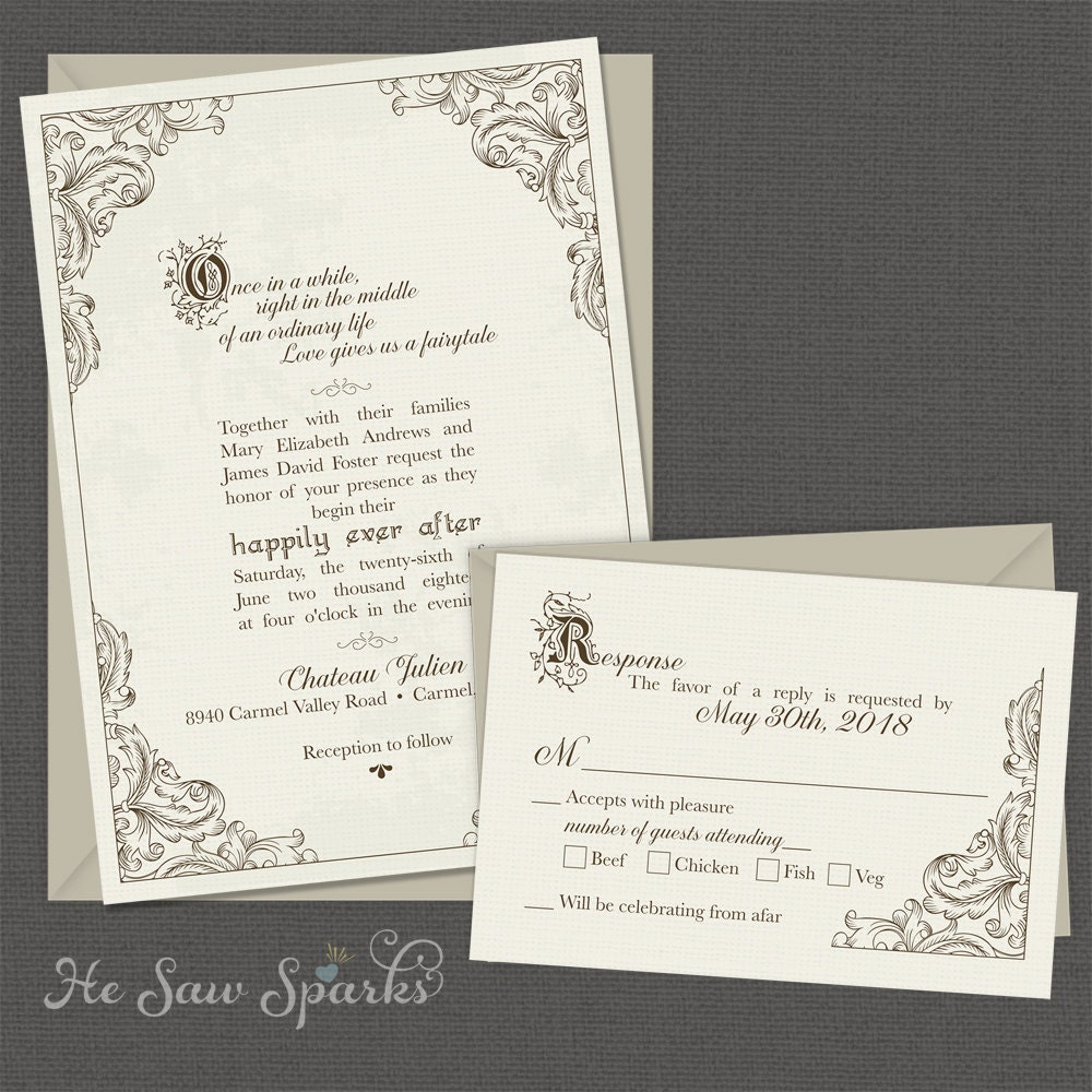 FairyTale Printable Wedding Invitation Happy Endings Etsy