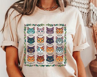 Warrior Cats Shirt, Clan Character Graphic Tee, Bookish Cat Lover T-Shirt, Fantasy Fandom Gift