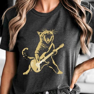 Rock Cat Guitar Vintage Shirt: Funny 90s Style Tee comfort colors