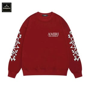 Amiri-inspirerad tröja herr kvinnor streetwear rund hals döskalleärm unisex modetröja Color 7