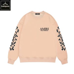 Amiri-inspirerad tröja herr kvinnor streetwear rund hals döskalleärm unisex modetröja Color 8
