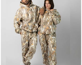 Unisex Camo Print Hoodie & Jogger Set | Cozy Matching Sweat Suit | Oversized Streetwear Tracksuit