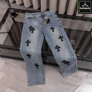 Luźne dżinsy w stylu streetwear | Spodnie w stylu gotyckim w stylu grunge | Męskie, damskie, unisex | Modne, sprane dżinsy