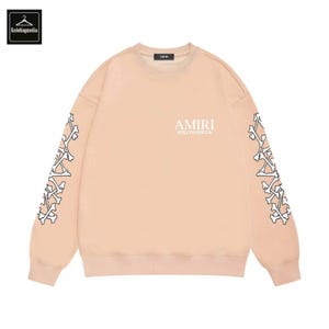 Amiri-inspirerad tröja herr kvinnor streetwear rund hals döskalleärm unisex modetröja Color 5