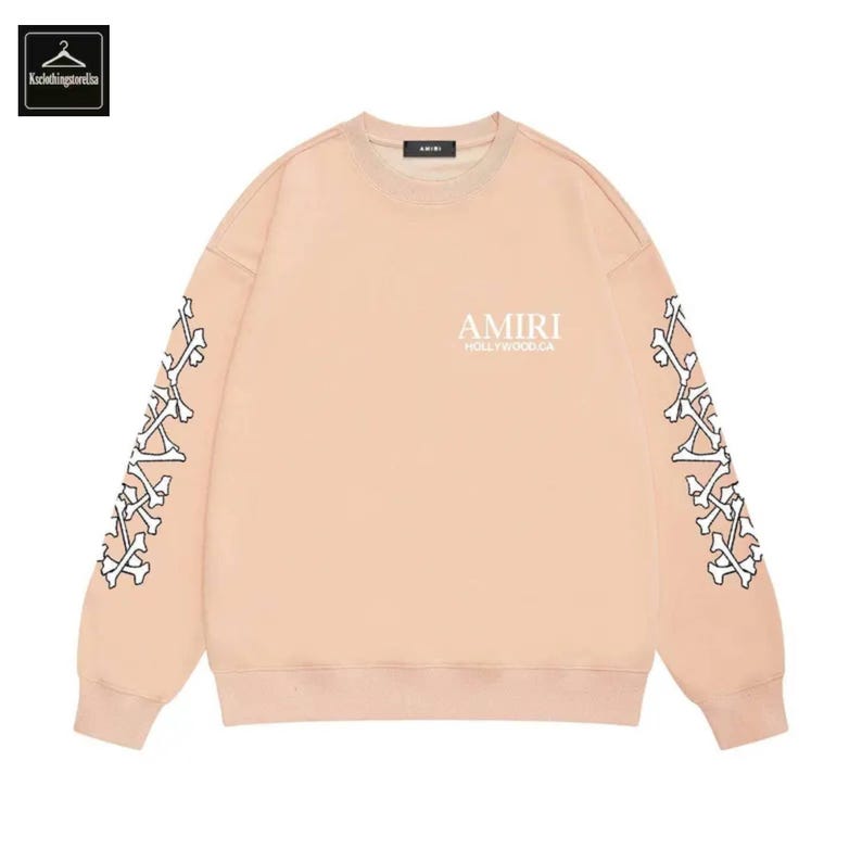 Amiri-inspirerad tröja herr kvinnor streetwear rund hals döskalleärm unisex modetröja Color 5