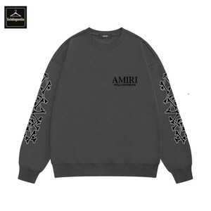 Amiri-inspirerad tröja herr kvinnor streetwear rund hals döskalleärm unisex modetröja Color 2