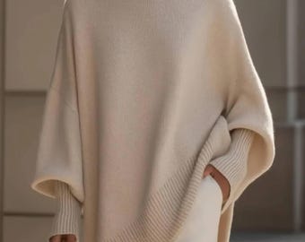 Women’s Oversized  Loose Fit Poncho Sweater – Soft Warm Winter Knitwear