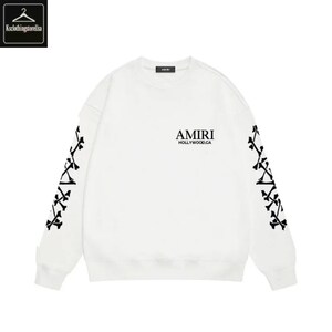Amiri-inspirerad tröja herr kvinnor streetwear rund hals döskalleärm unisex modetröja Color 4