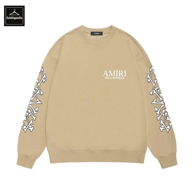 Amiri-inspirerad tröja herr kvinnor streetwear rund hals döskalleärm unisex modetröja Color 6