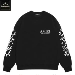 Amiri-inspirerad tröja herr kvinnor streetwear rund hals döskalleärm unisex modetröja Color 1